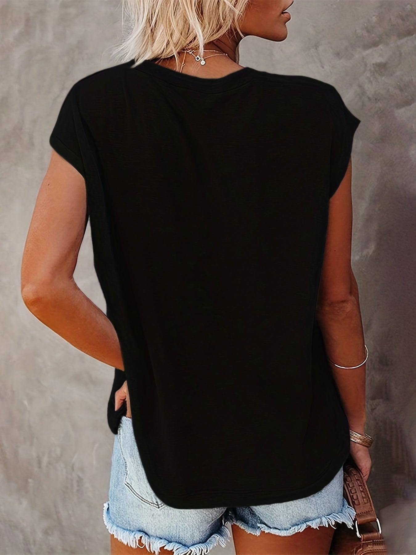 Floral Print Cap Sleeve Top Summer Crew Neck Casual Top