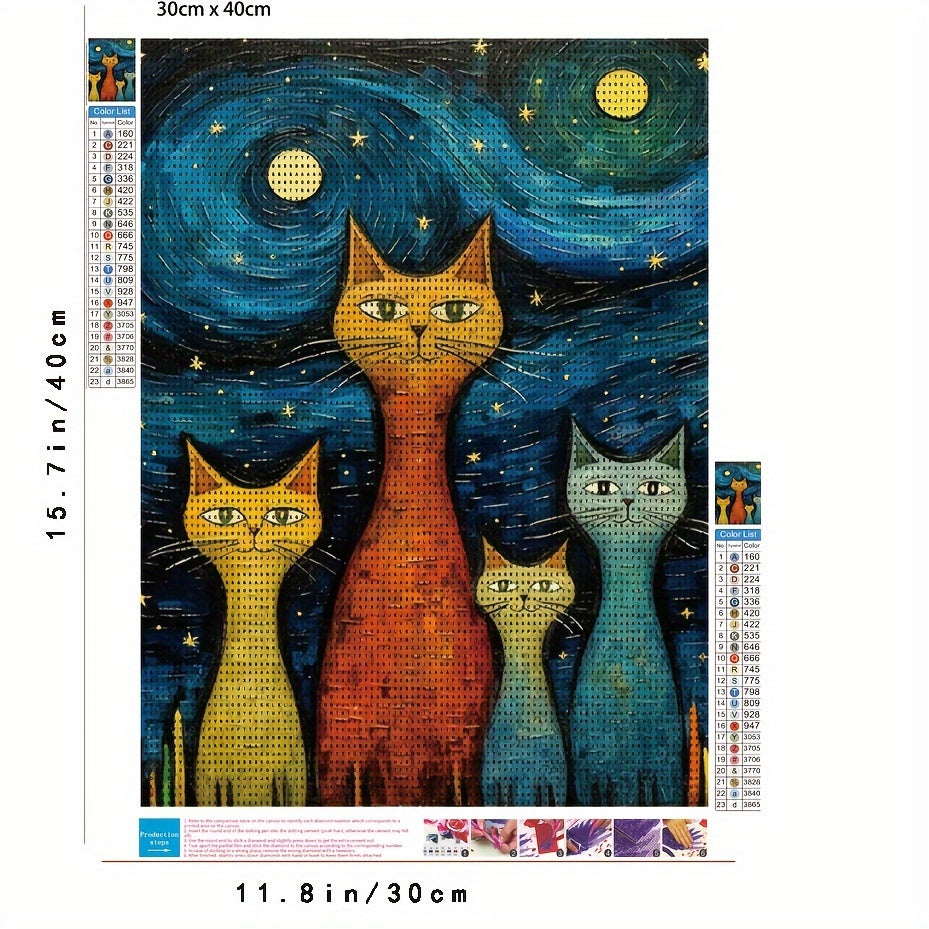 Cat Under the Stars Diamond Painting Kit