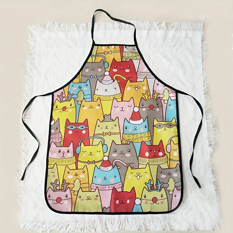 Waterproof Cartoon Cat Apron for Kitchen Use