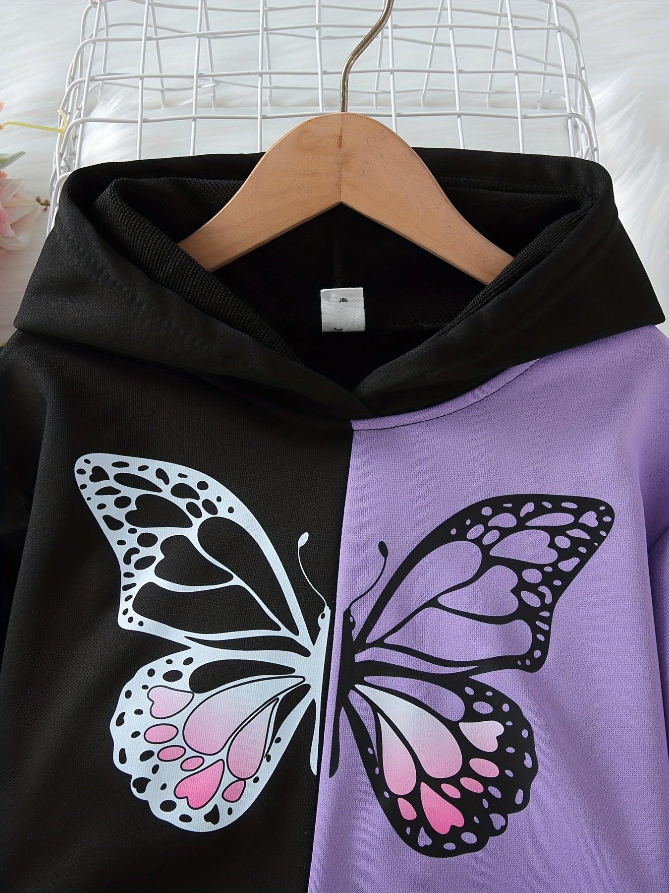 Girl's Butterfly Print Hoodie and Sweatpants Set