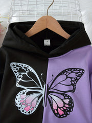 Girl's Butterfly Print Hoodie and Sweatpants Set