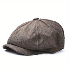 Linen Adjustable Newsboy Cap for Men's Dad Spring Autumn