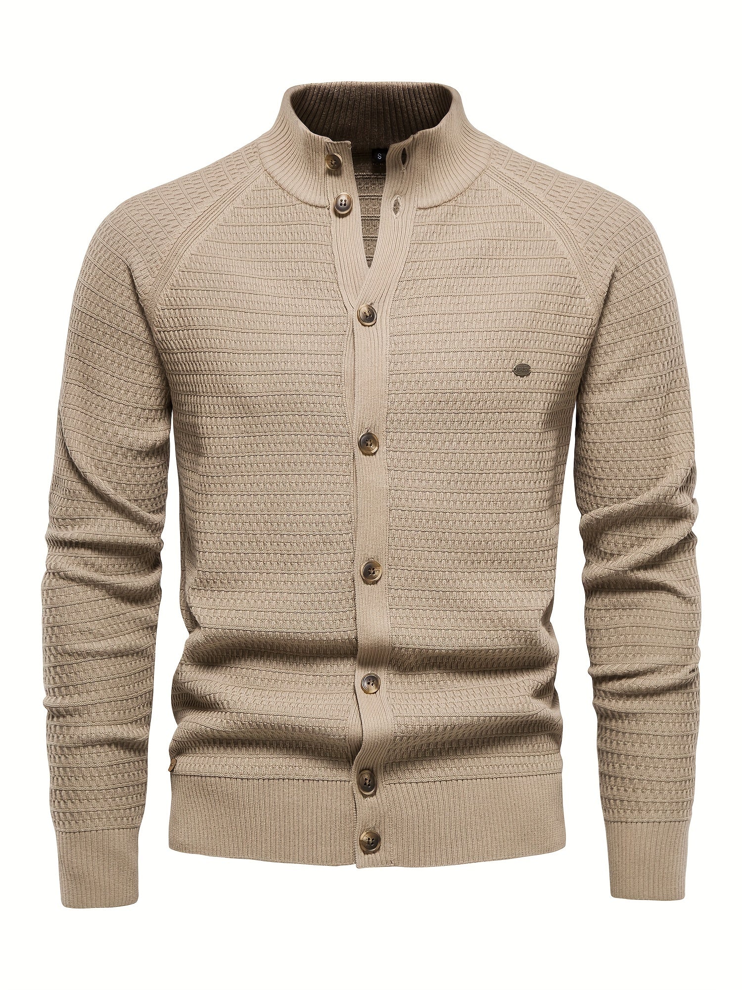 Men's Knitted Cardigan Mock Neck Sweater