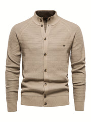 Men's Knitted Cardigan Mock Neck Sweater
