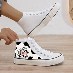 Cow Print Plush Lined Chunky Sneakers