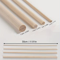 10pcs Wooden Sticks 30-48cm Round Craft Macrame Pins Unfinished Hard Wood Sticks