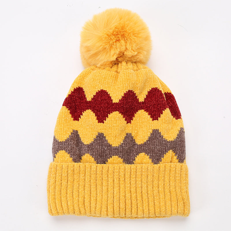 Wave Pom Beanie Women's Winter Soft Knit Beanie Hat With Pom Pom