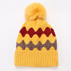 Wave Pom Beanie Women's Winter Soft Knit Beanie Hat With Pom Pom