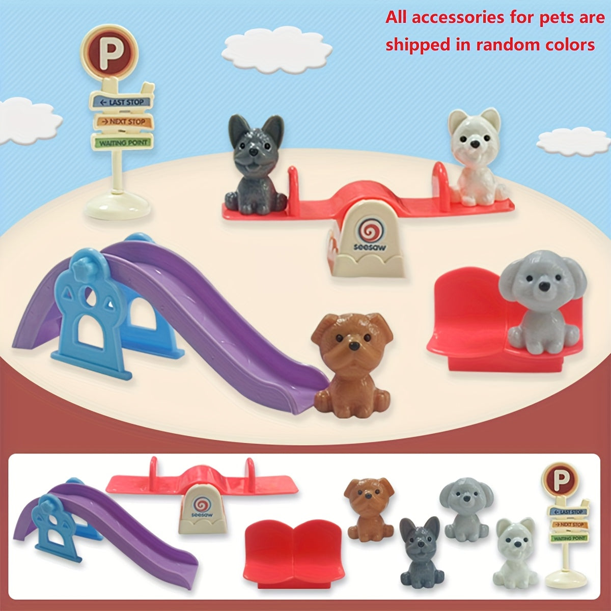 Children's Playhouse Toy Scene Puppy Kitten Pet DIY Toy Set