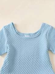 Toddler Girls Jacquard Short Sleeve Rompers Bodysuit Kids Summer Clothes