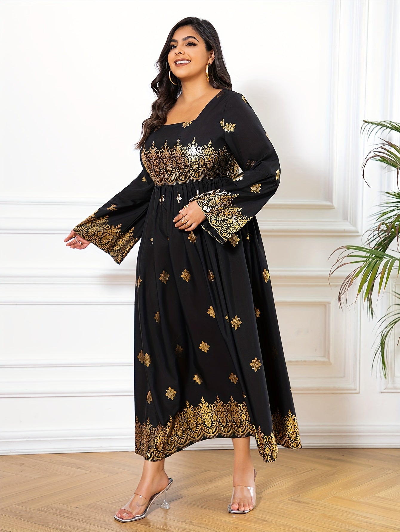 Floral Print Long Sleeve Maxi Dress