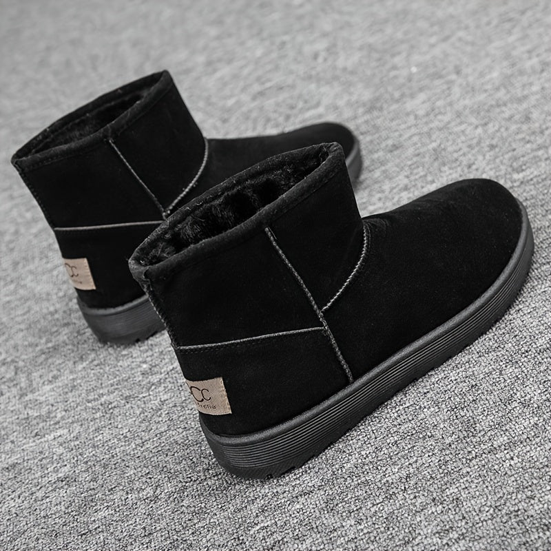 Men's Short Snow Boots Fleece Lined Winter Cotton Shoes