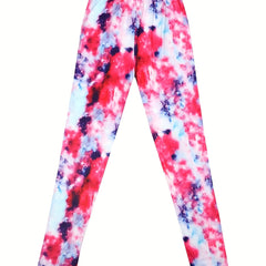 Kid Girls Tie Dye Print Legging Slim Fit Sports Casual Tight Pants