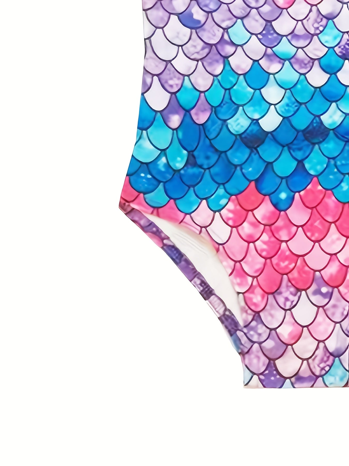 Mermaid Fish Scale Print 2pcs Onesie Swimsuit & Cap