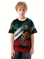 Mexico Flag 3D Print Boys Tee Lightweight Round Nec