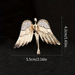 Golden Angel Wings Brooch Crystal Embellished Men'S Lapel Pin or Tie Clip
