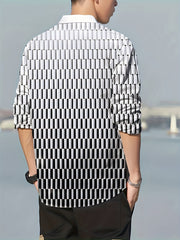 Men's Gradient Button Up Long Sleeve Shirt