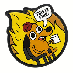 This Is Fine PVC Morale Patch Hook And Loop Funny Tactical Patch For Backpacks
