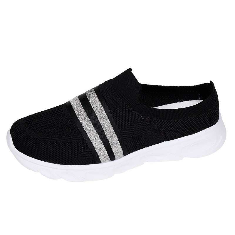 Glitter Slip On Flat Sneakers Casual Walking Trainers