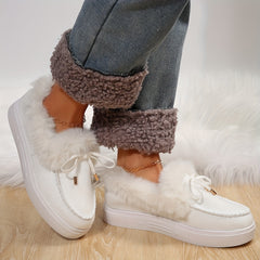 Plush Lined Furry Flat Skate Shoes