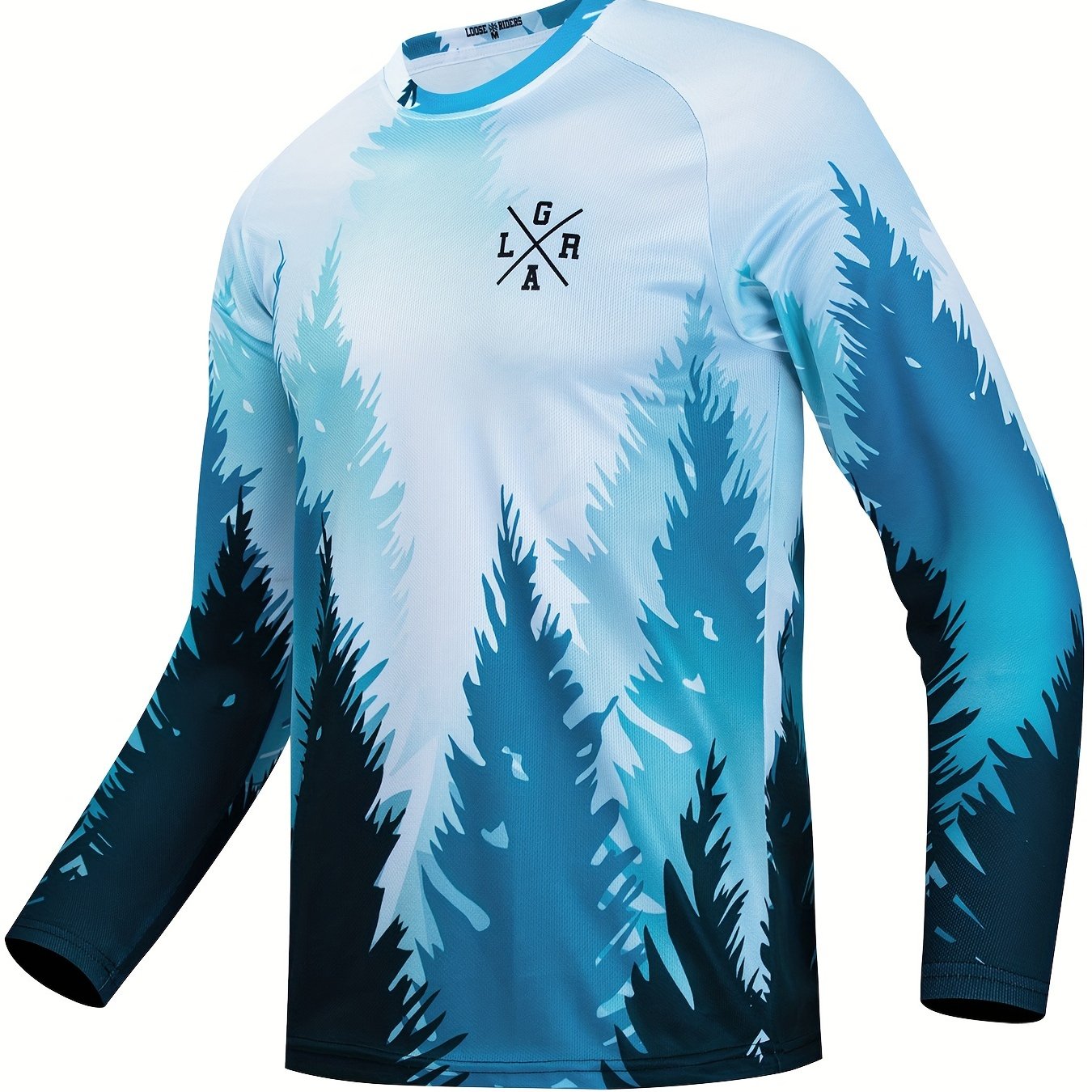 Men's Tree Pattern Long Sleeve Motorcycle T-shirt Quick Drying Breathable