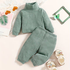 Baby Girls Turtleneck Top Trousers Set Toddler Kids Causal 2ps Outfit