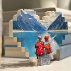 Personalized Heart Shaped Photo Building Blocks Acrylic Puzzle Gift for Dad