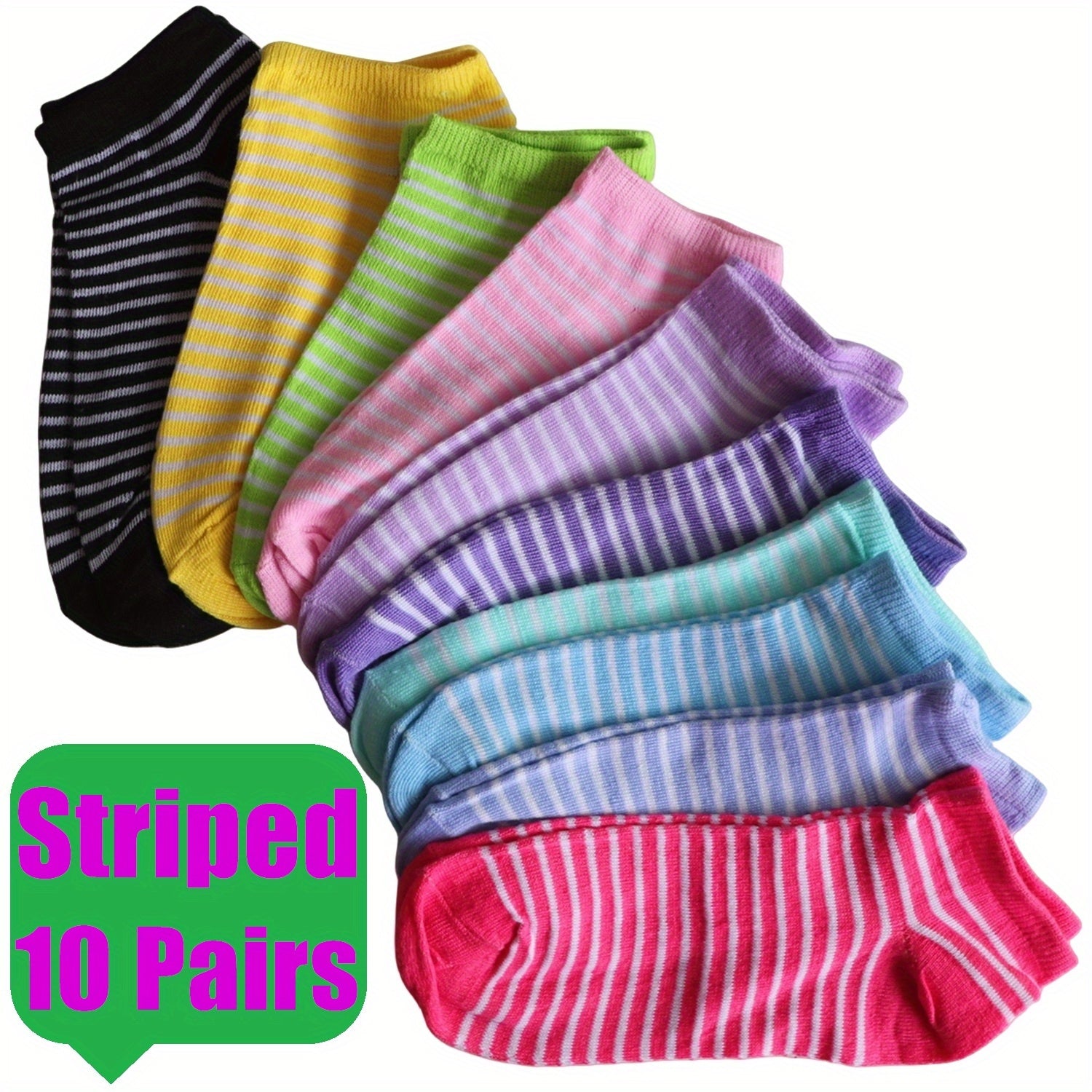 10 Pairs Heart Print Crew Socks, Women's Low Cut Ankle Stockings