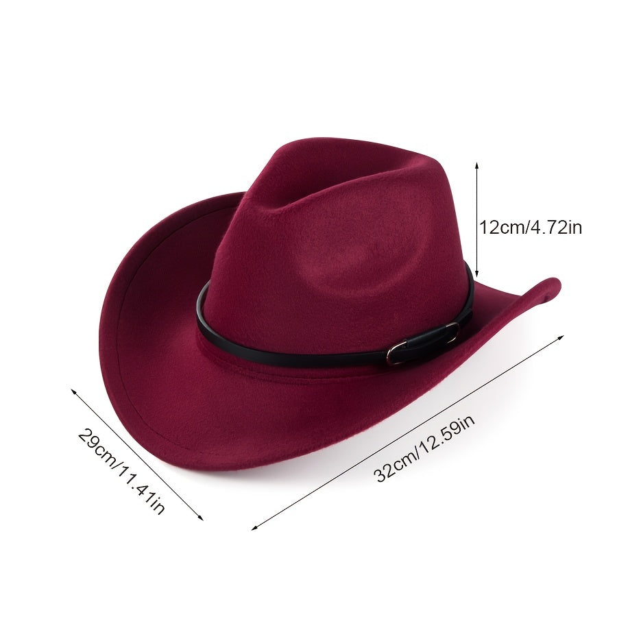 Western Cowboy Felt Hat Men's Rolled Brim Jazz Hat