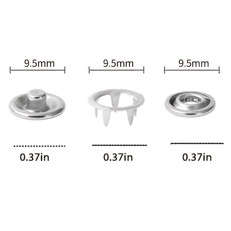 Snap Button Kit Pliers 50 Buttons Clear Box DIY Crafts Clothes Hats