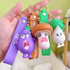 Silicone Doll Keychain Fun Vegetable Expressions