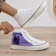 Cat Print Plush Lined Thermal Chunky Canvas Sneakers Flat