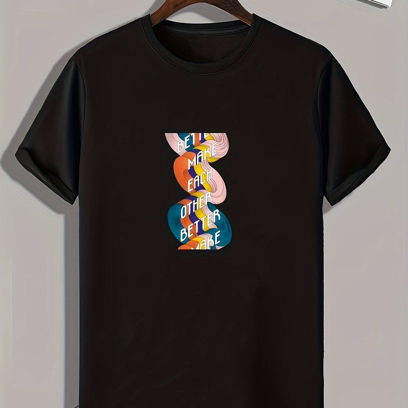 Men's Letters Print Graphic Tee for Summer