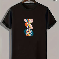 Men's Letters Print Graphic Tee for Summer