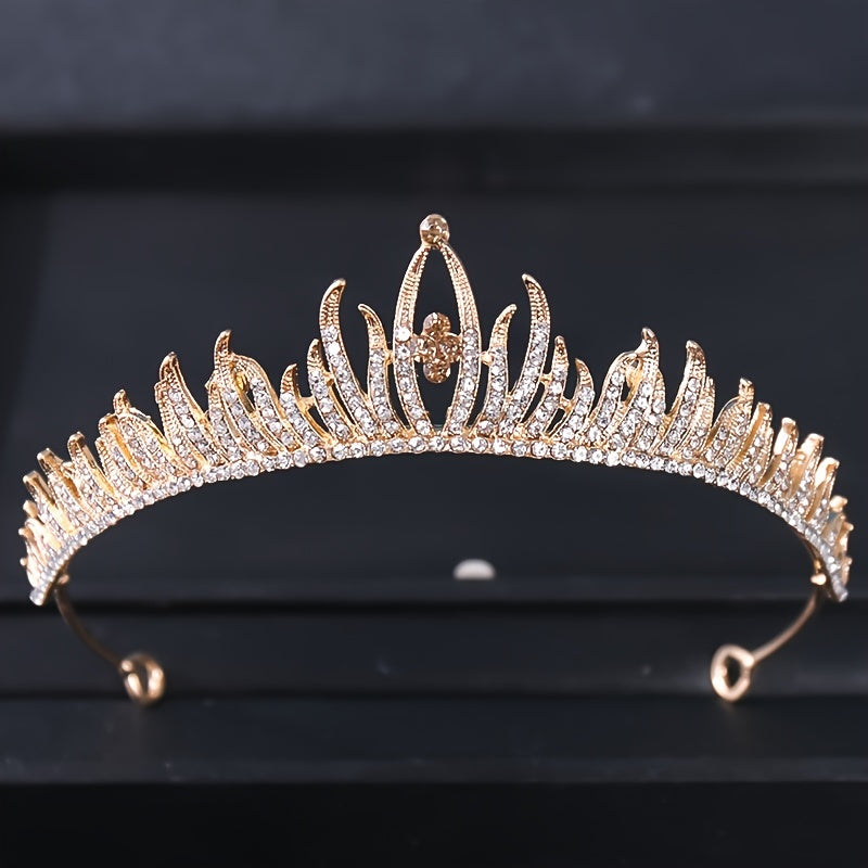 Golden Tiara Wedding Hair Accessories Adjustable Birthday Princess
