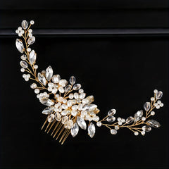 Pearl Flower Hair Comb Back Head Insert Comb Crystal Hair Comb