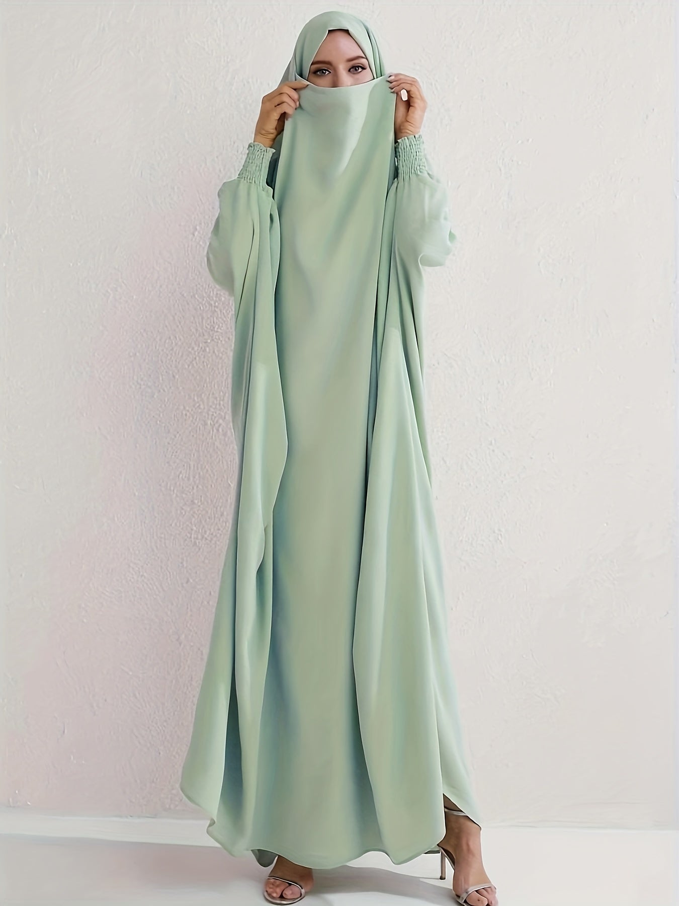 Abaya Dress Women's Plus Solid Long Sleeve Loose Full Length Dress