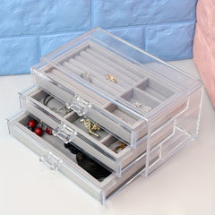 Plush Jewelry Tray Cabinet Drawer Style Jewelry Storage Box