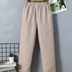 Solid Comfy Casual Trousers for Big and Tall Boys
