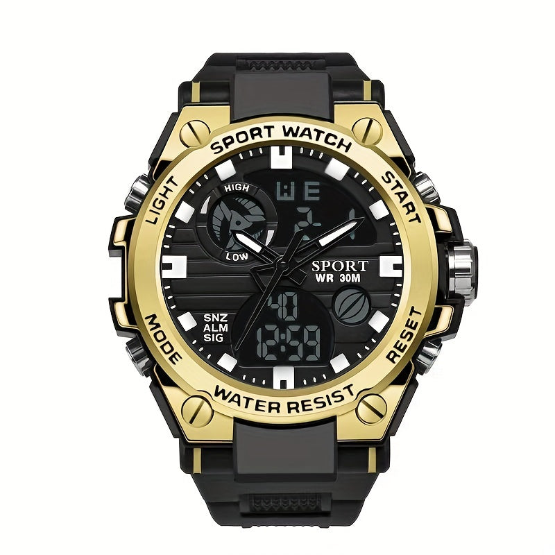 Men's Outdoor Waterproof Dual Display LED Alarm Watch