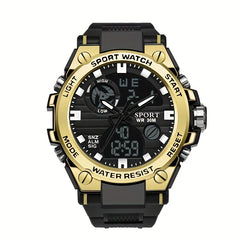 Men's Outdoor Waterproof Dual Display LED Alarm Watch