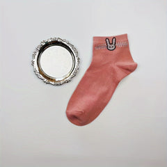 5 Pairs Bunny Rhinestone Socks Cute & Comfy Crew Short Stockings