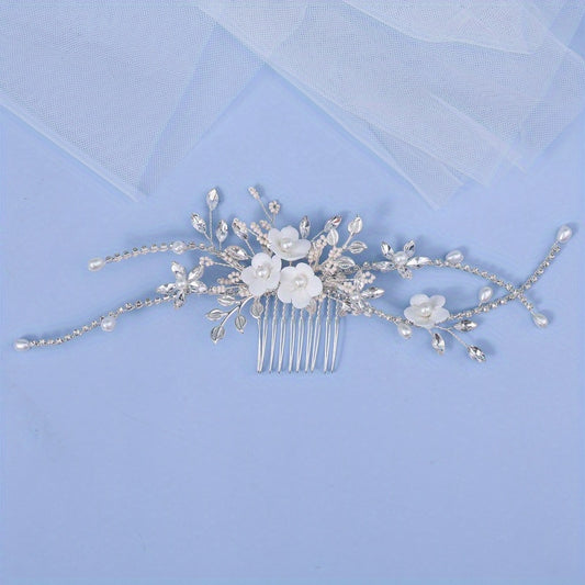 Bridal Wedding Hair Comb with Faux Pearls