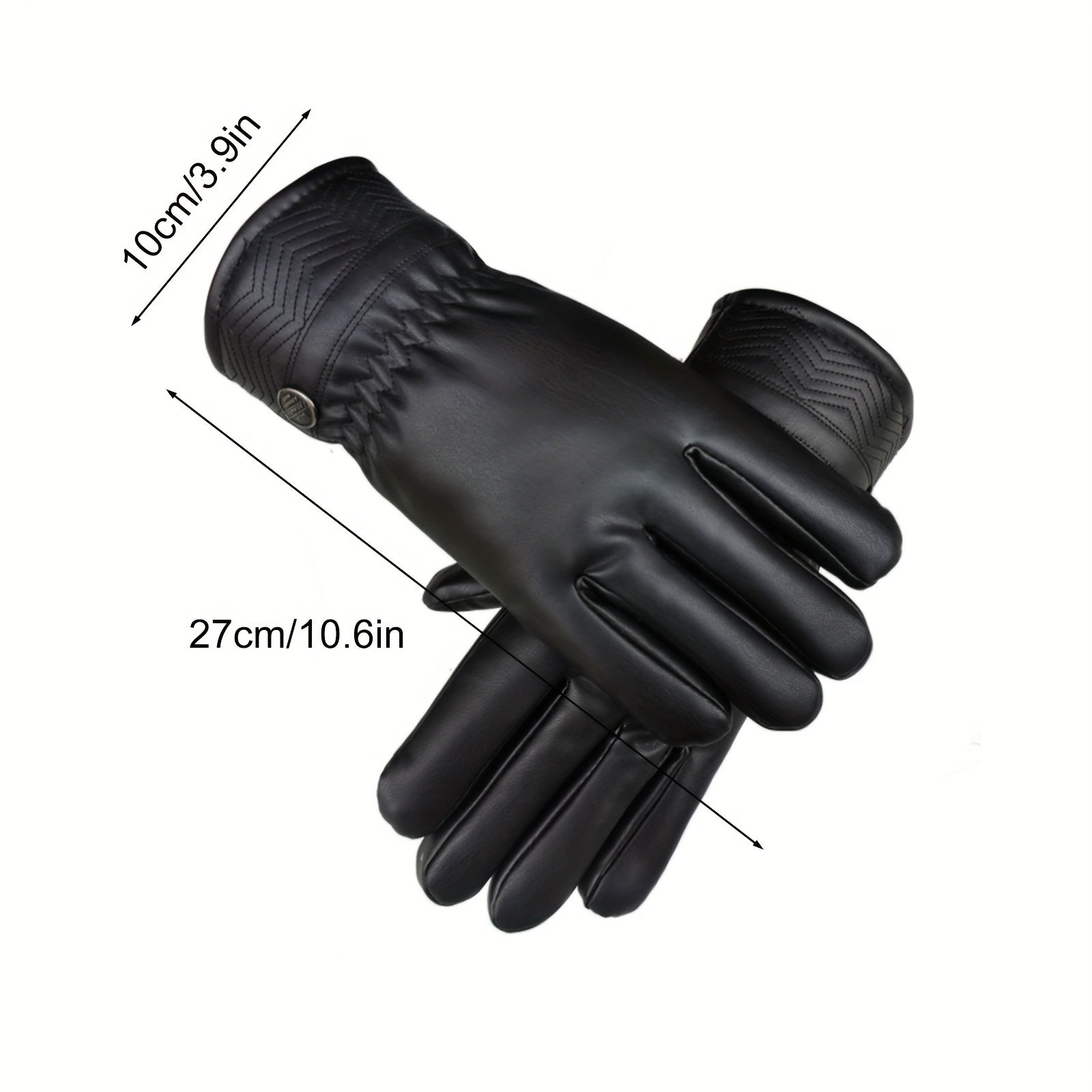 Winter Touch Screen PU Leather Gloves Men Thermal Driving Motorcycle