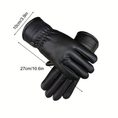 Winter Touch Screen PU Leather Gloves Men Thermal Driving Motorcycle