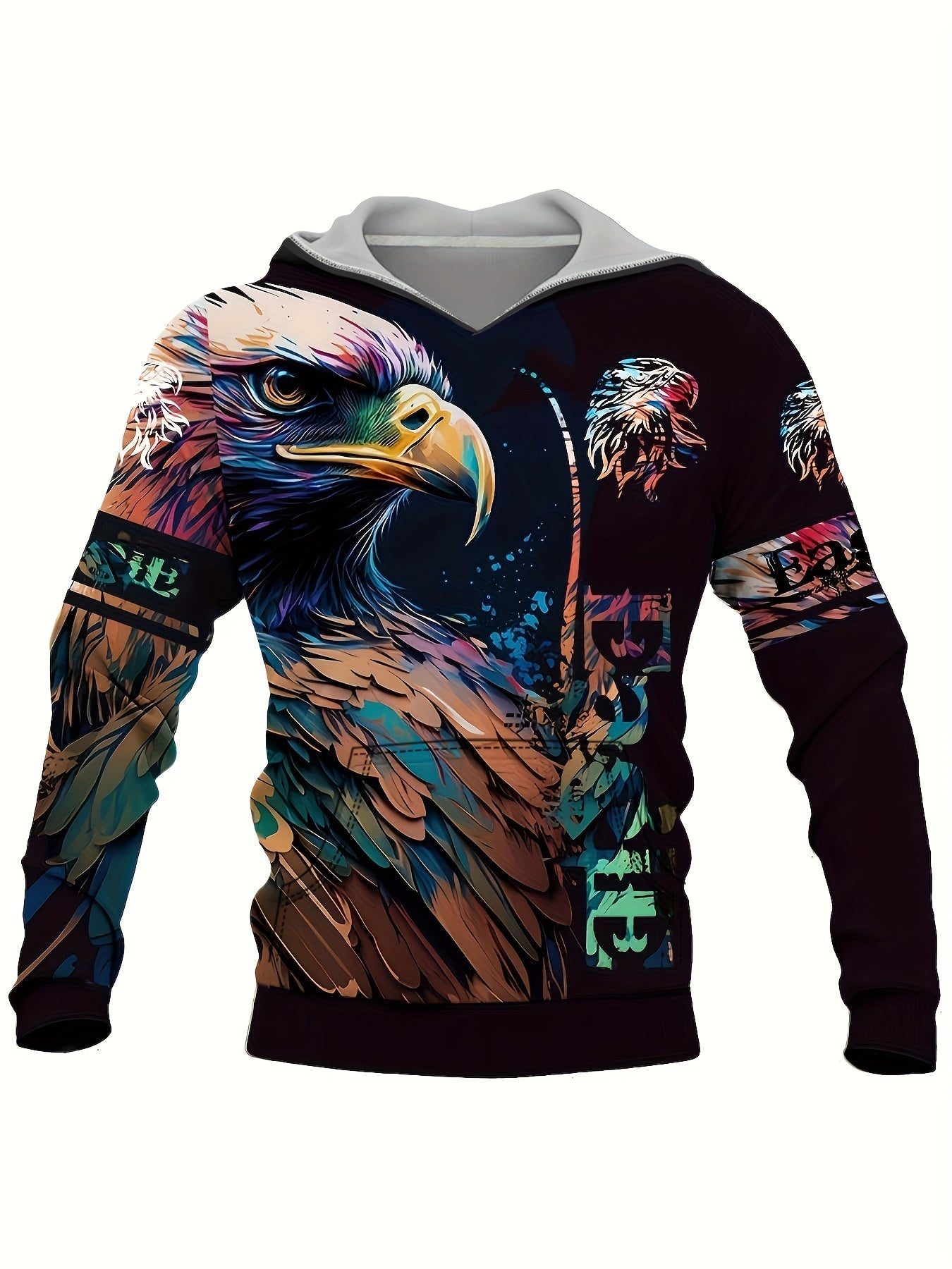 Eagle 3D Print Hoodies For Men Graphic Hoodie Comfy Loose Hooded Pullover