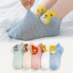 Kids Cotton Short Socks Cartoon Animal Mesh Comfy Breathable Socks