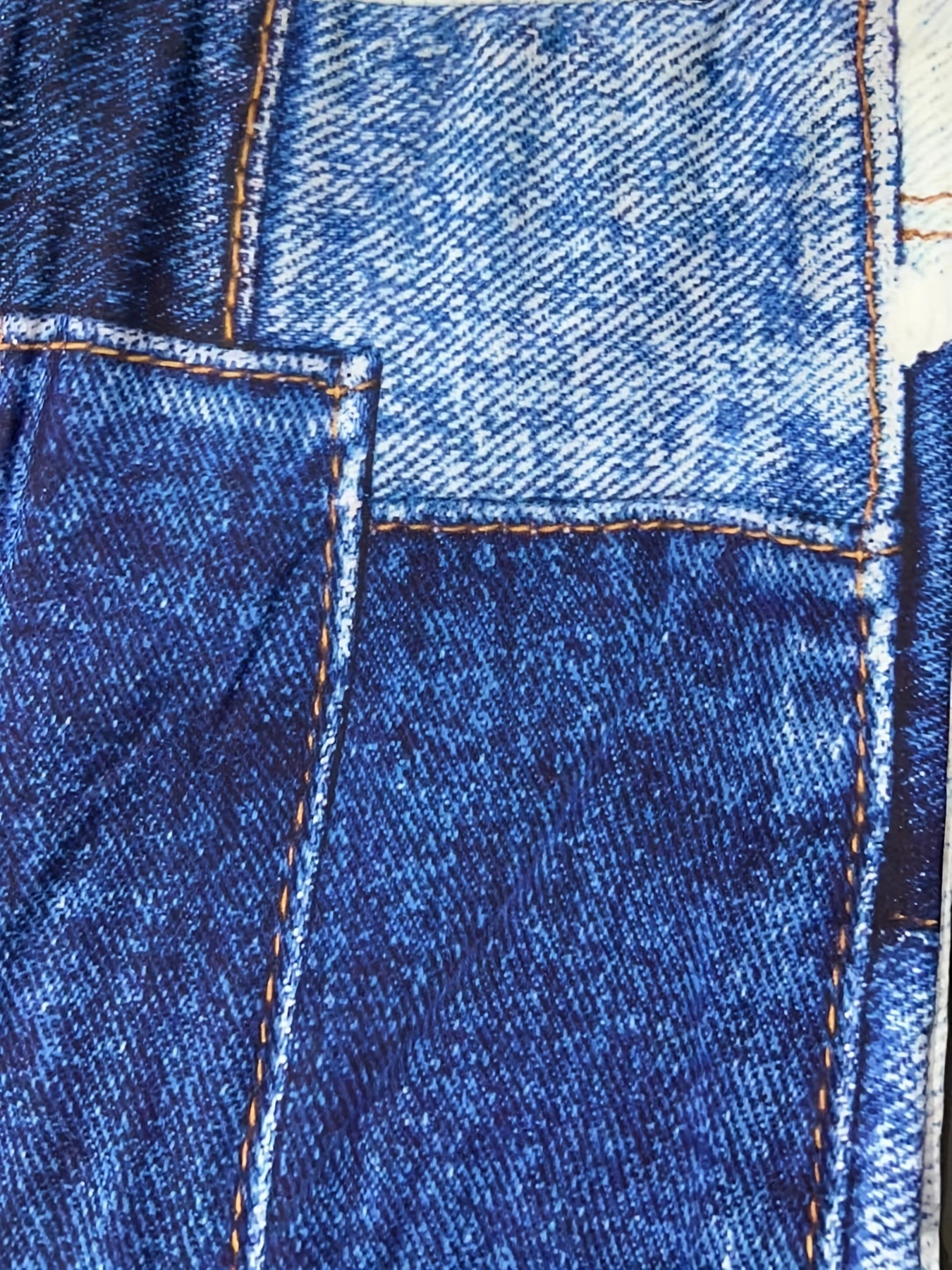 Denim Print Tummy Control High Rise Leggings