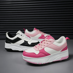 Girl's Roller Shoes Lace Up Comfy Detachable Wheel Skate Sneakers