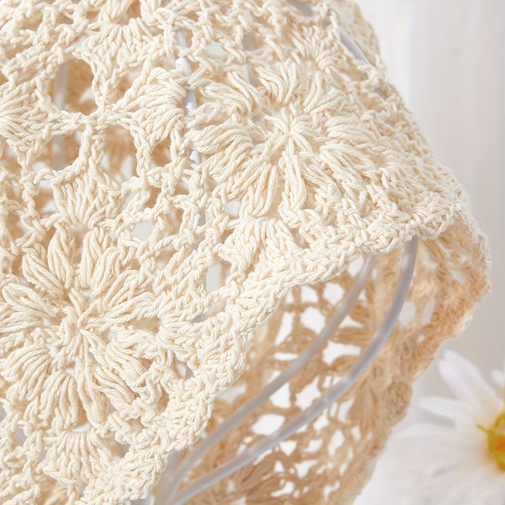 Crochet Beanie Solid Flower Cloche Hat Breathable Knit Hat